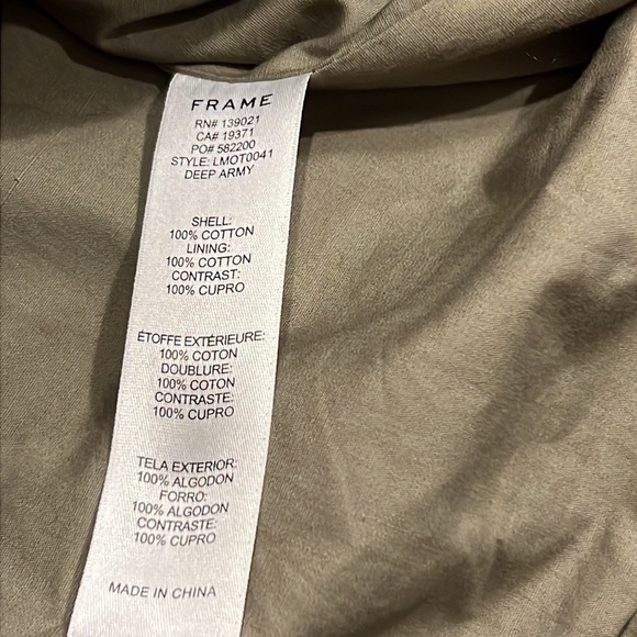 ⭐️ FRAME Two Pocket Cotton Poplin Army Jacket in Deep Army Size Medium - Picture 7 of 9